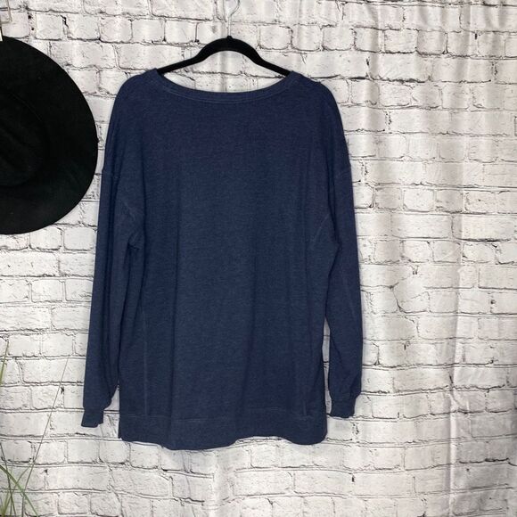 WILDFOX Social Side Slit Sweatshirt Lounging Relaxing Weekend Top Blue XL - Picture 8 of 13